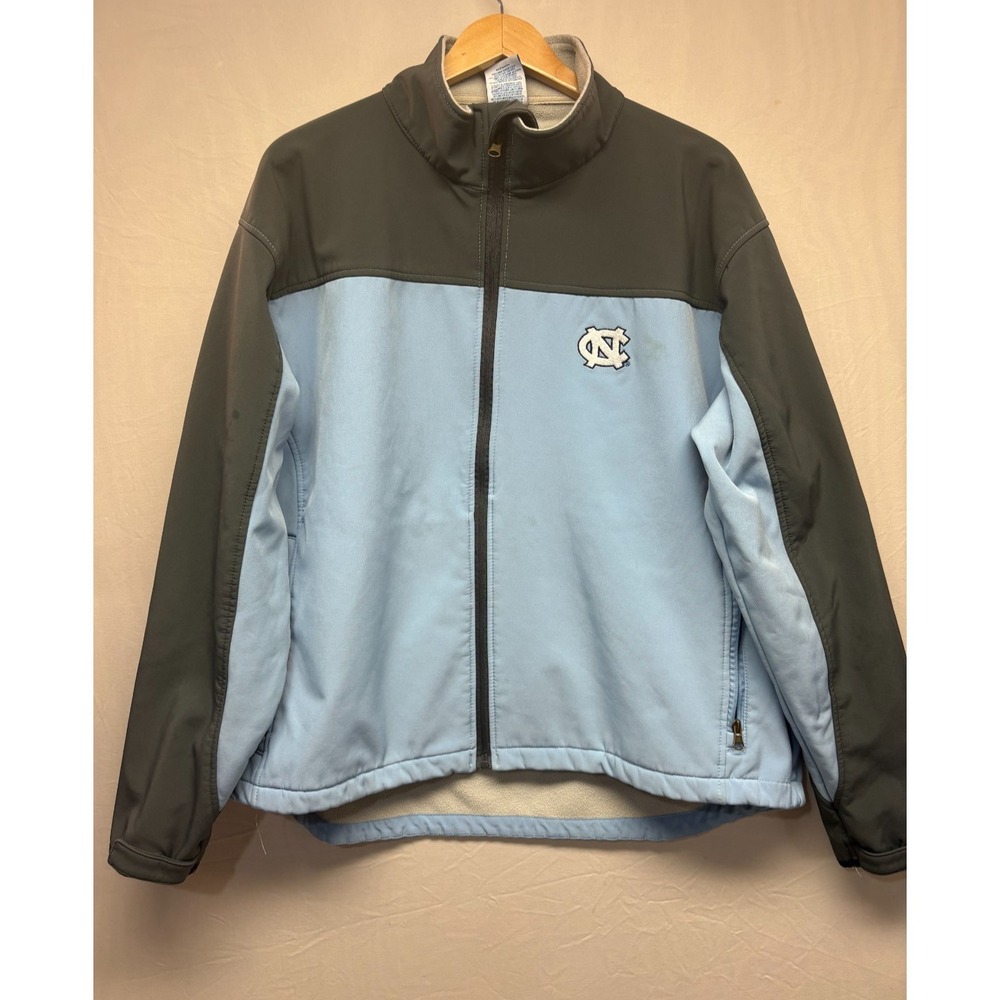 North Carolina Tar Heels NCAA Zip Front Fleece Jacket Mens Blue Gray XL Vintage